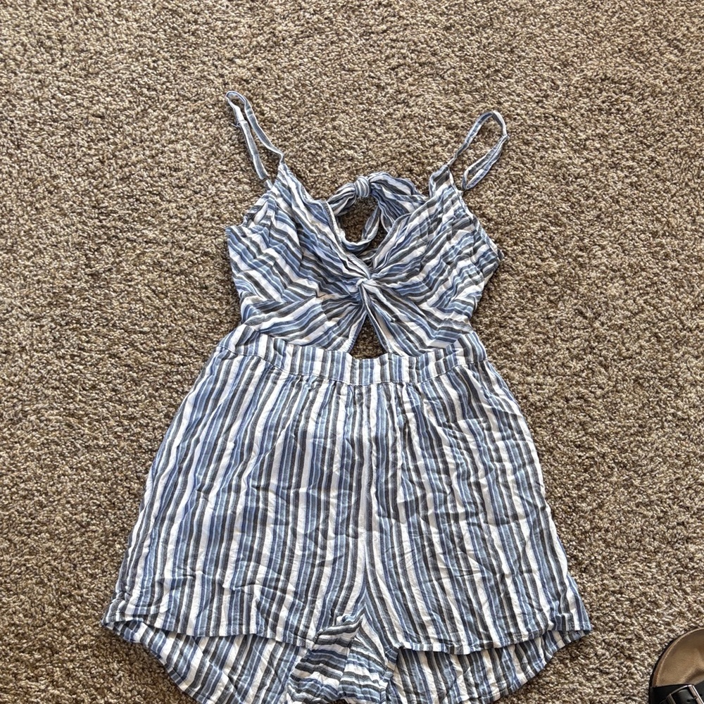 Aeropostale Blue and White Striped Romper